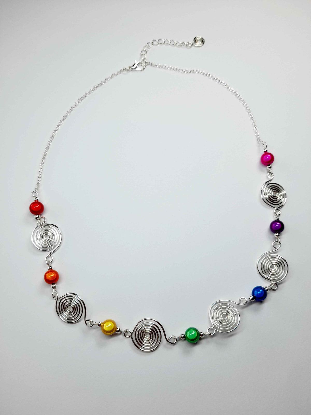 Handmade Rainbow Spiral Necklace – Colourful & Lightweight