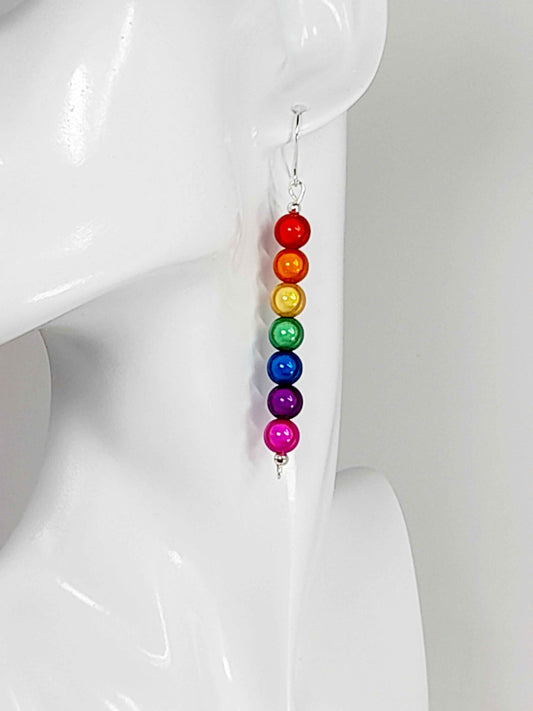 Long Rainbow Drop Earrings – Colourful, Lightweight & Handmade