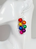 Large Rainbow Cluster Earrings, Statement Rainbow Earrings