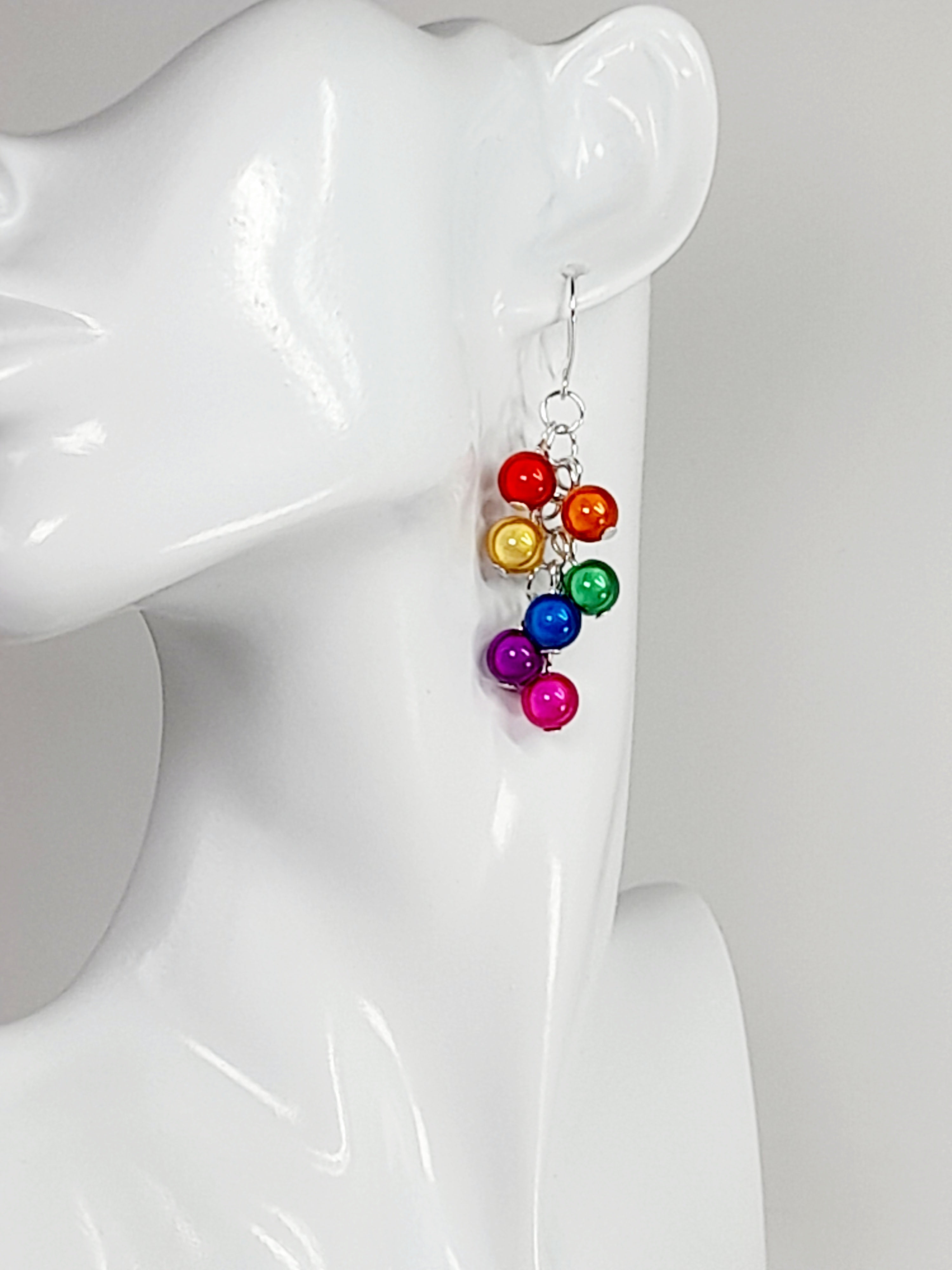 Rainbow Cluster Earrings – Colourful, Lightweight & Handmade