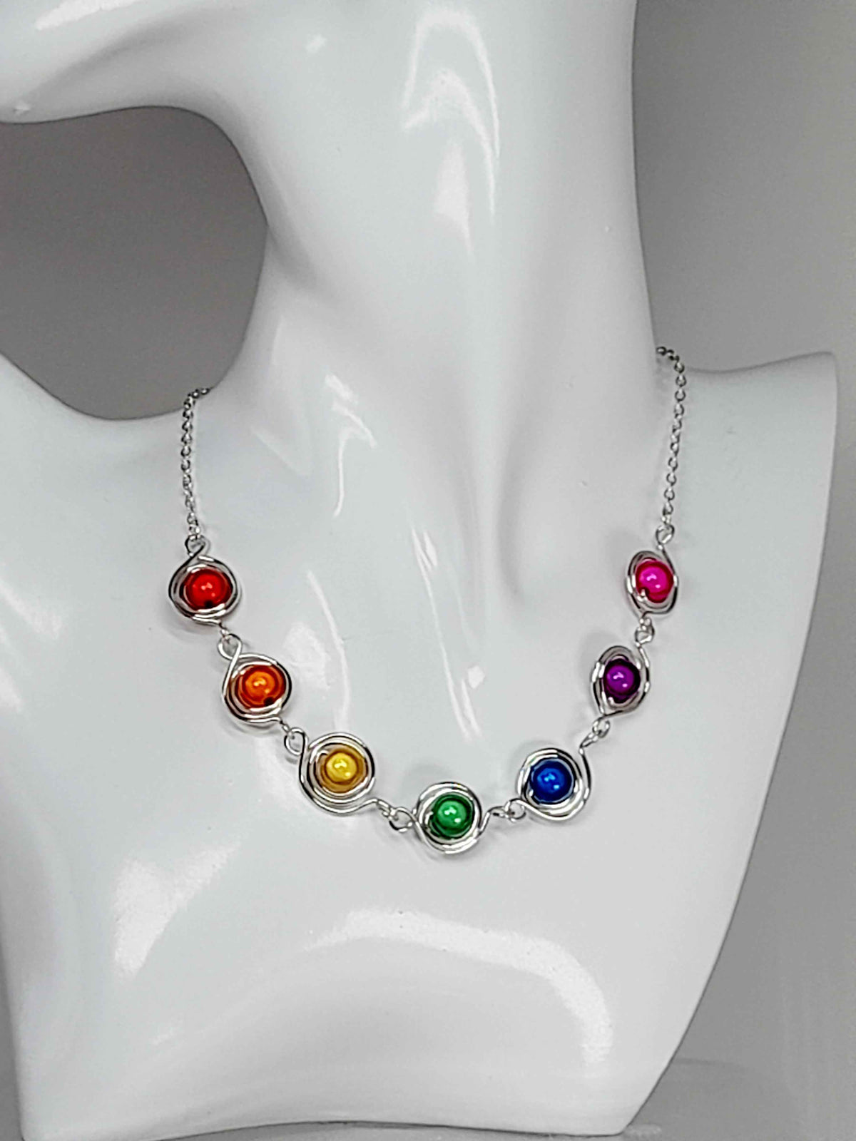 Swirly Rainbow Spiral Necklace – Colourful, Lightweight & Handmade