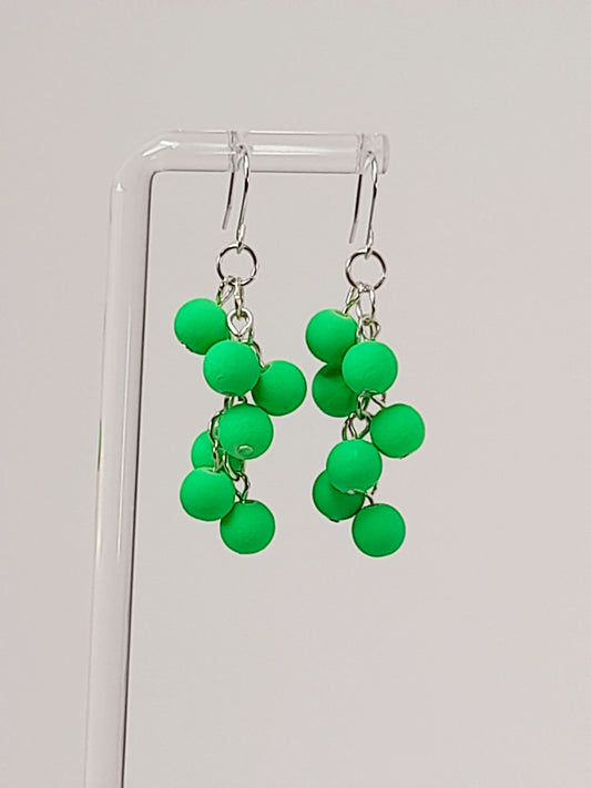 Handmade Bright Neon Green Acrylic Cluster Earrings