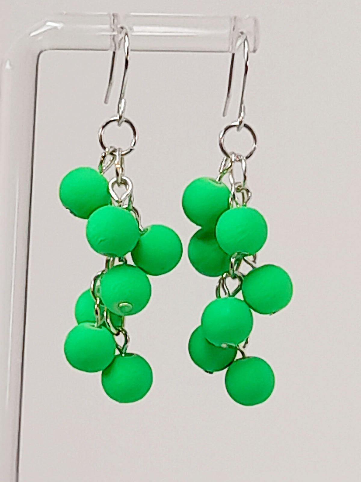Handmade Bright Neon Green Acrylic Cluster Earrings