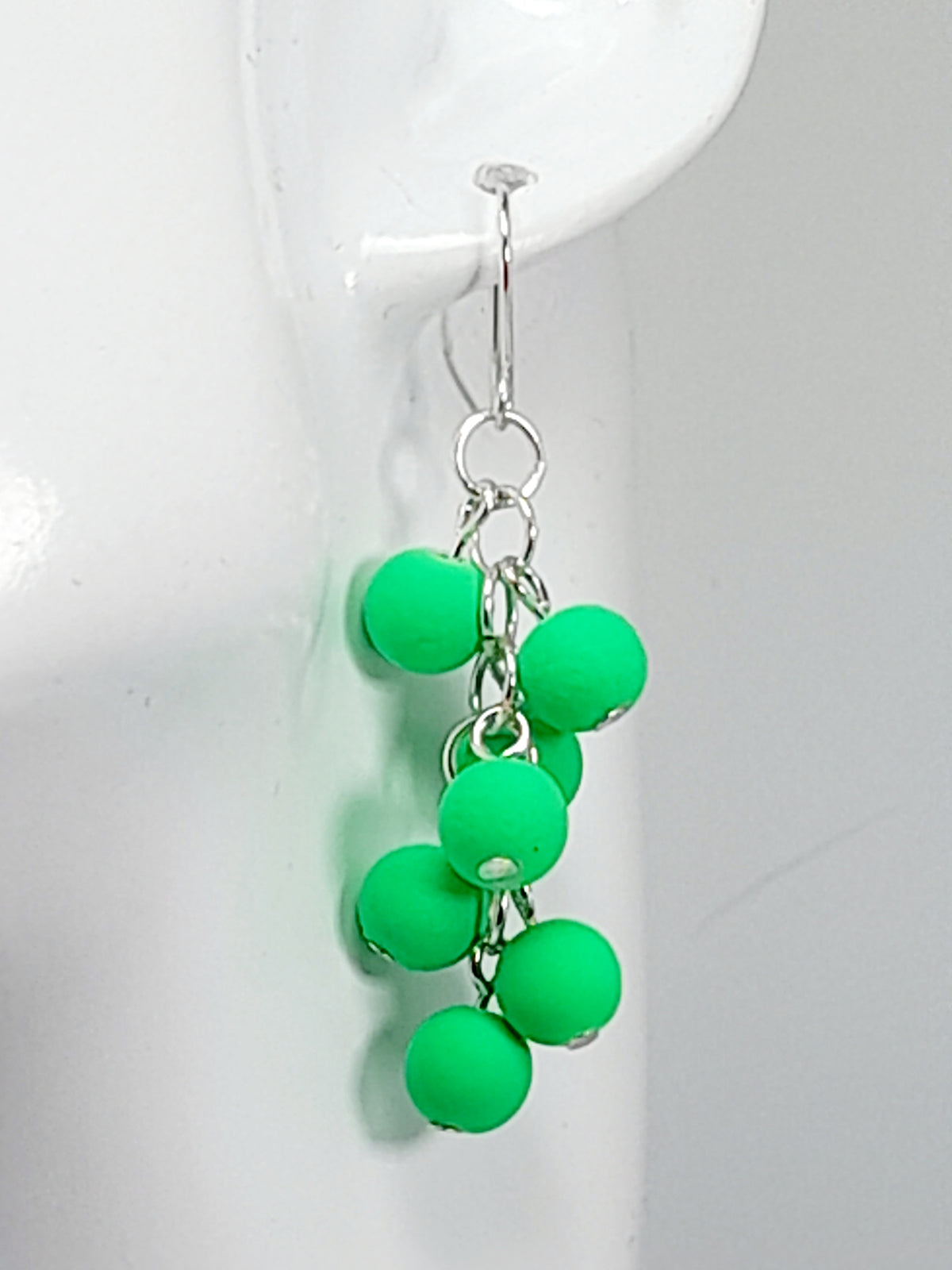 Handmade Bright Neon Green Acrylic Cluster Earrings