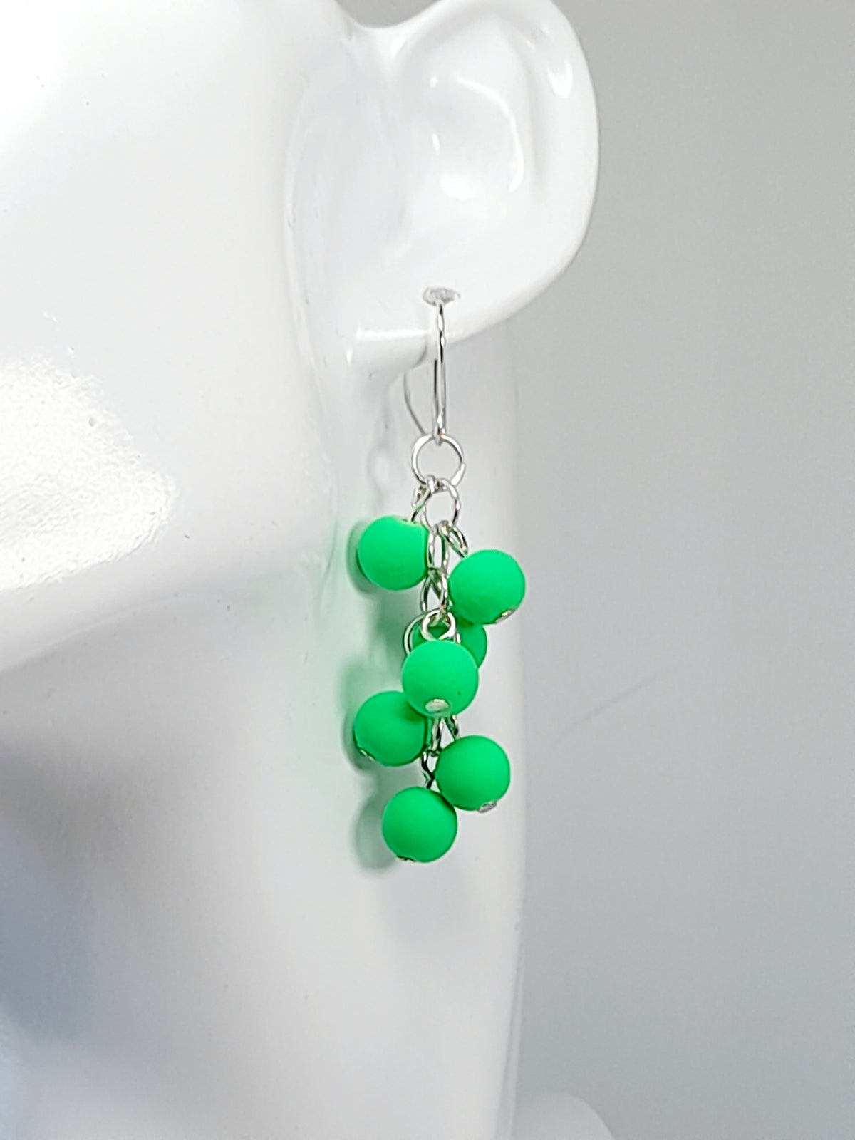 Handmade Bright Neon Green Acrylic Cluster Earrings