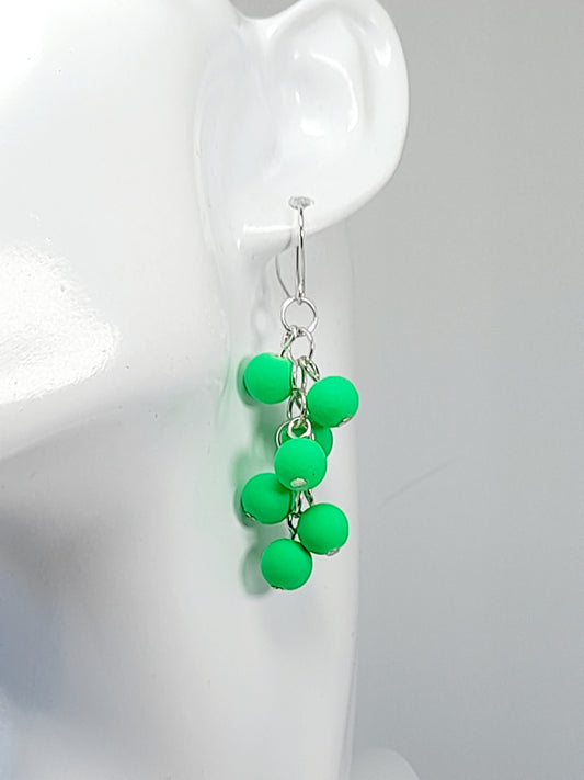 Handmade Bright Neon Green Acrylic Cluster Earrings