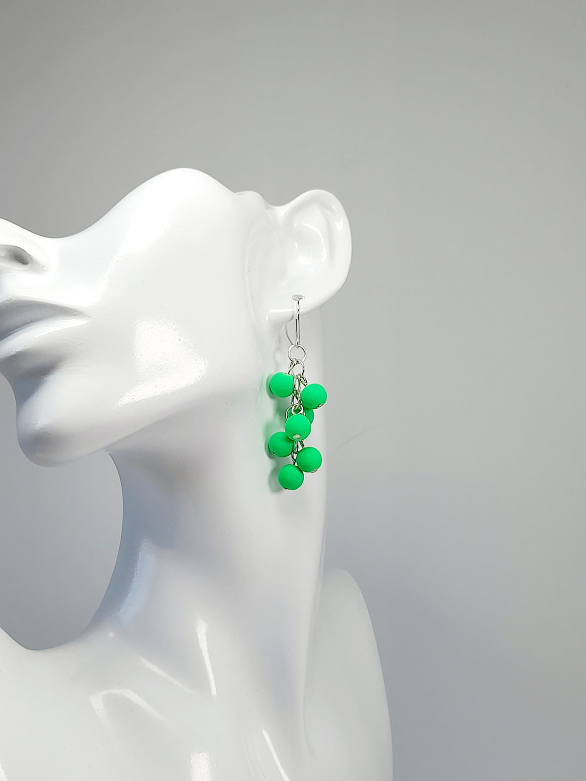 Handmade Bright Neon Green Acrylic Cluster Earrings