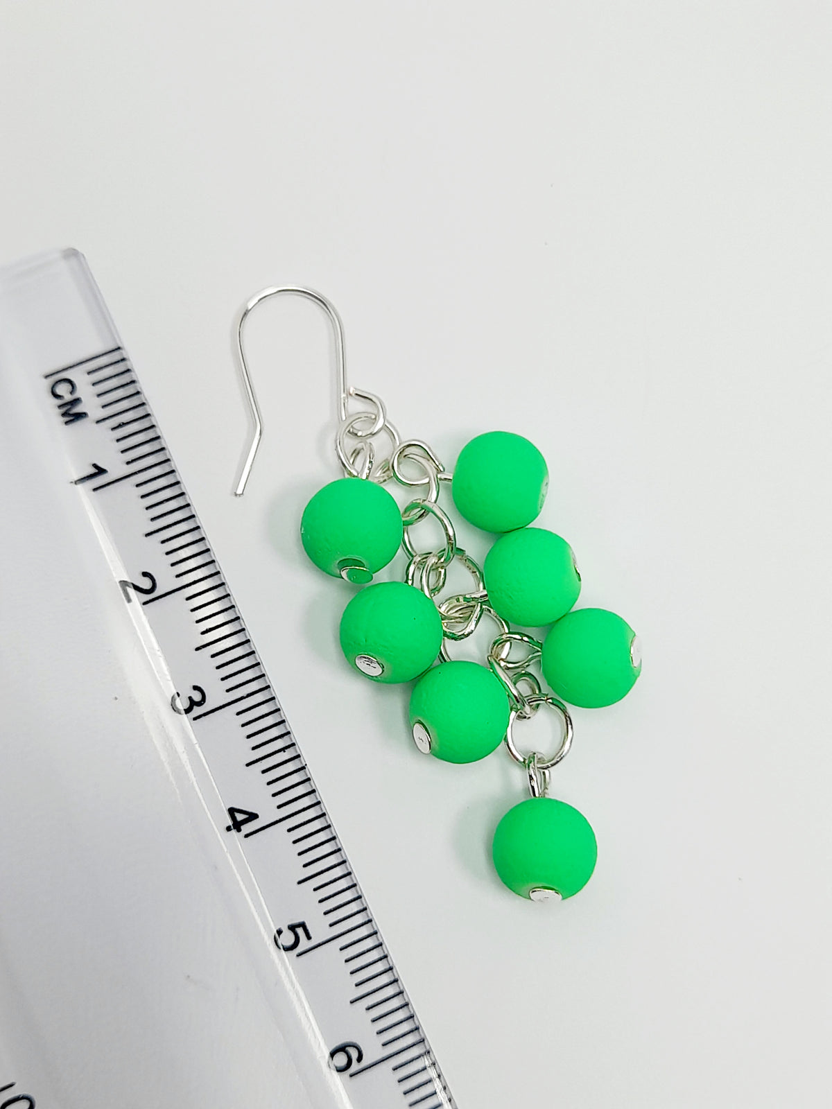 Handmade Bright Neon Green Acrylic Cluster Earrings