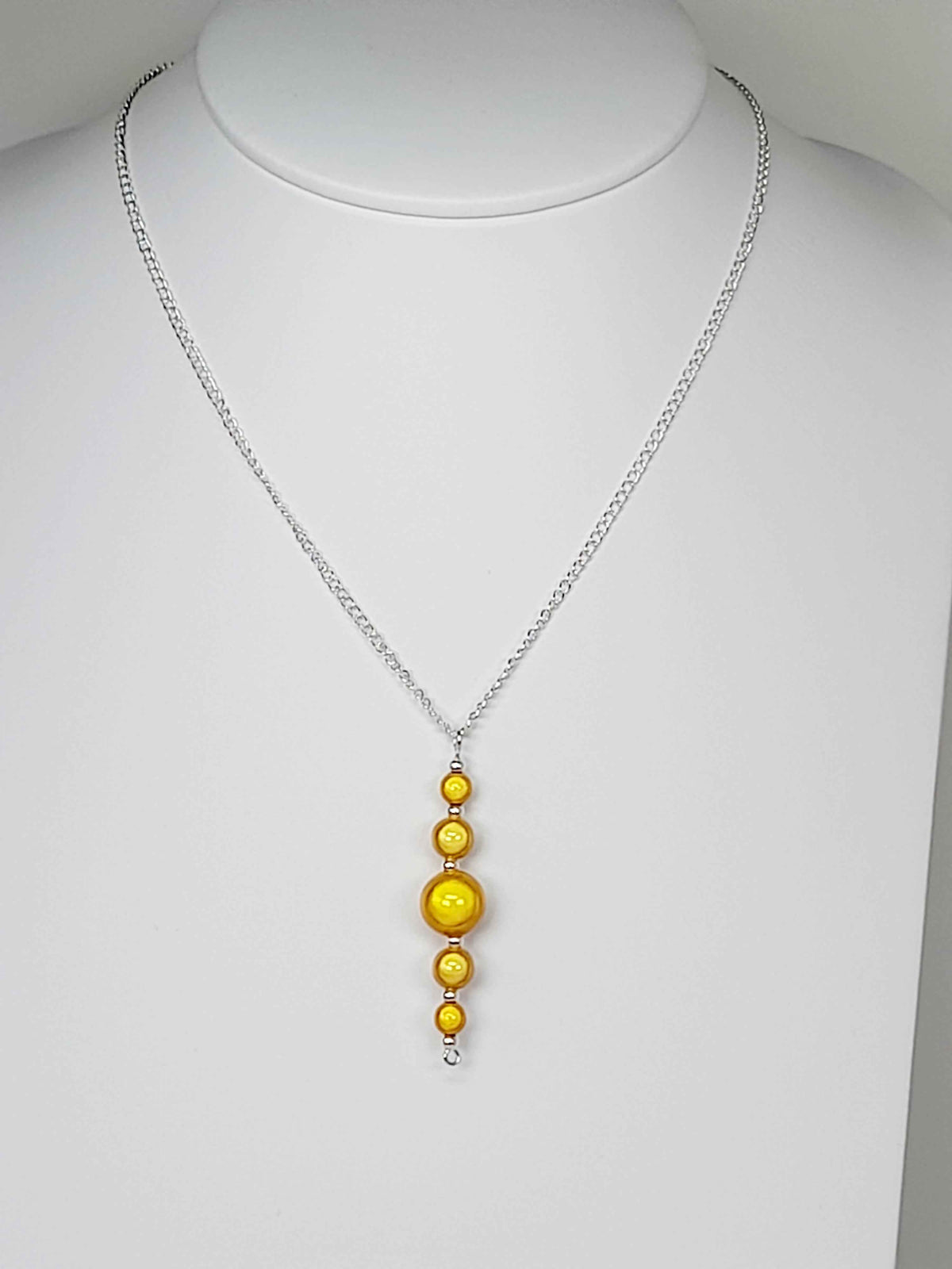 Handcrafted Yellow Miracle Bead Pendant Necklace