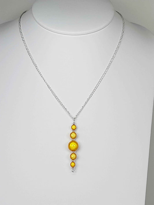 Handcrafted Yellow Miracle Bead Pendant Necklace