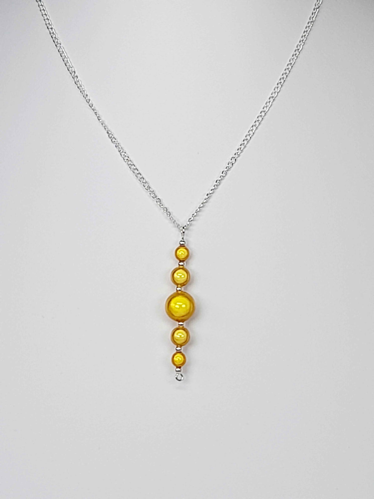 Handcrafted Yellow Miracle Bead Pendant Necklace