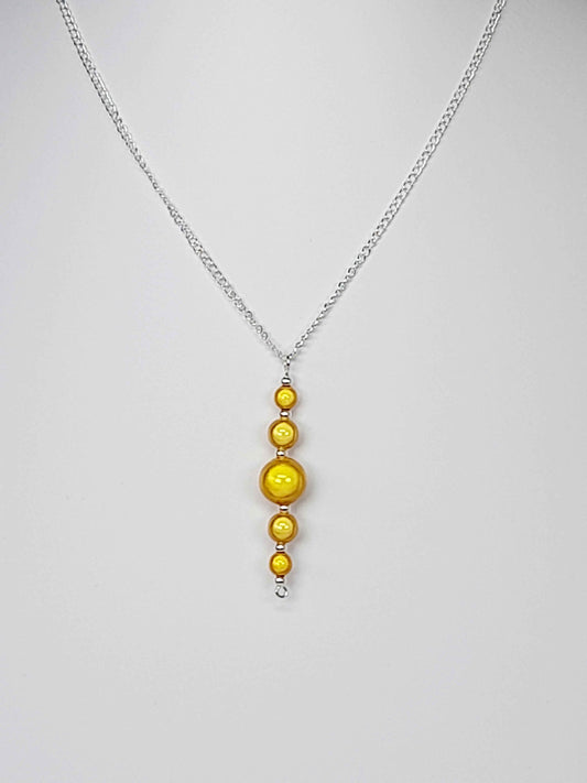Handcrafted Yellow Miracle Bead Pendant Necklace