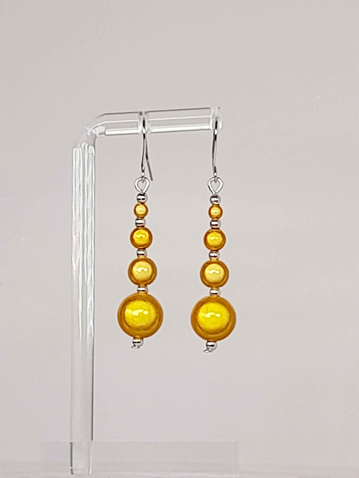 Yellow Miracle Bead Drop Earrings