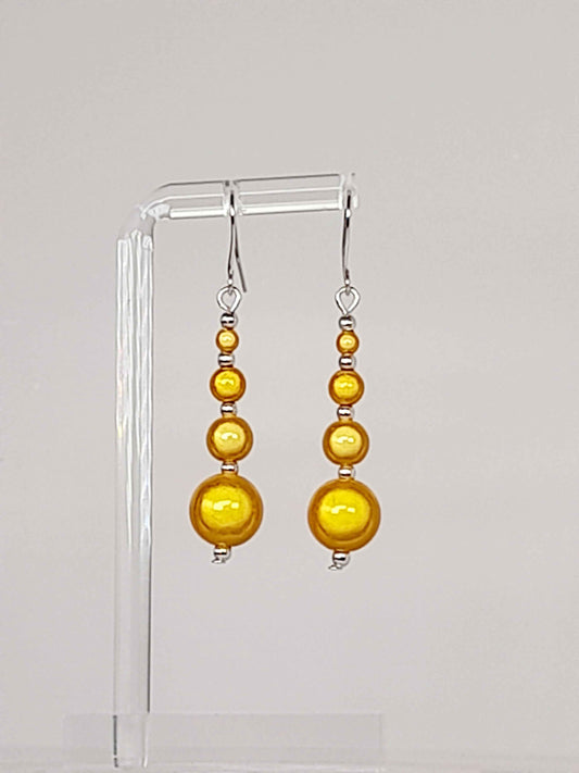 Yellow Miracle Bead Drop Earrings