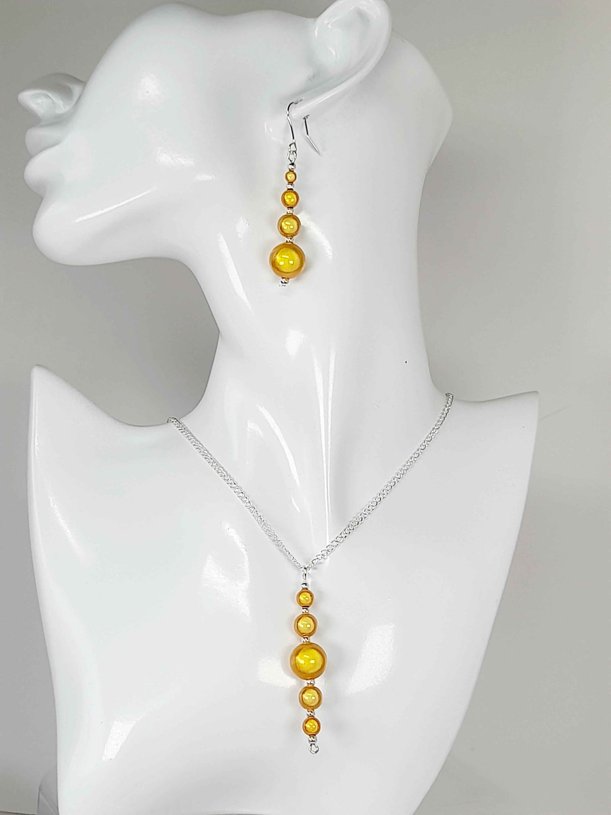 Handcrafted Yellow Miracle Bead Pendant Necklace