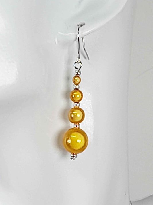 Yellow Miracle Bead Drop Earrings