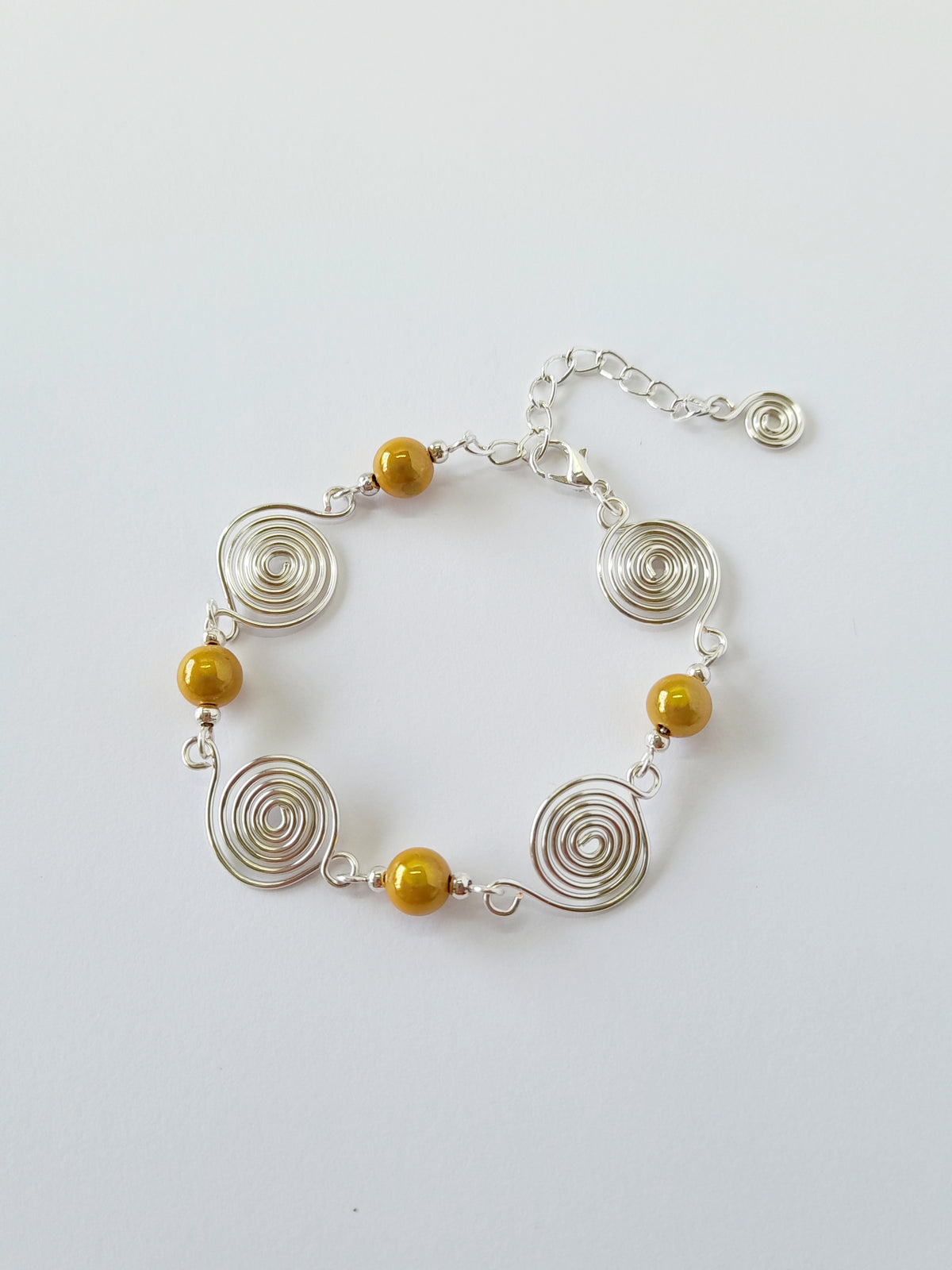 Handcrafted Yellow Miracle Bead & Spiral Bracelet