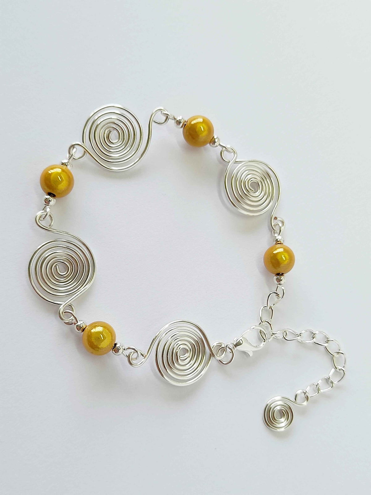 Handcrafted Yellow Miracle Bead & Spiral Bracelet
