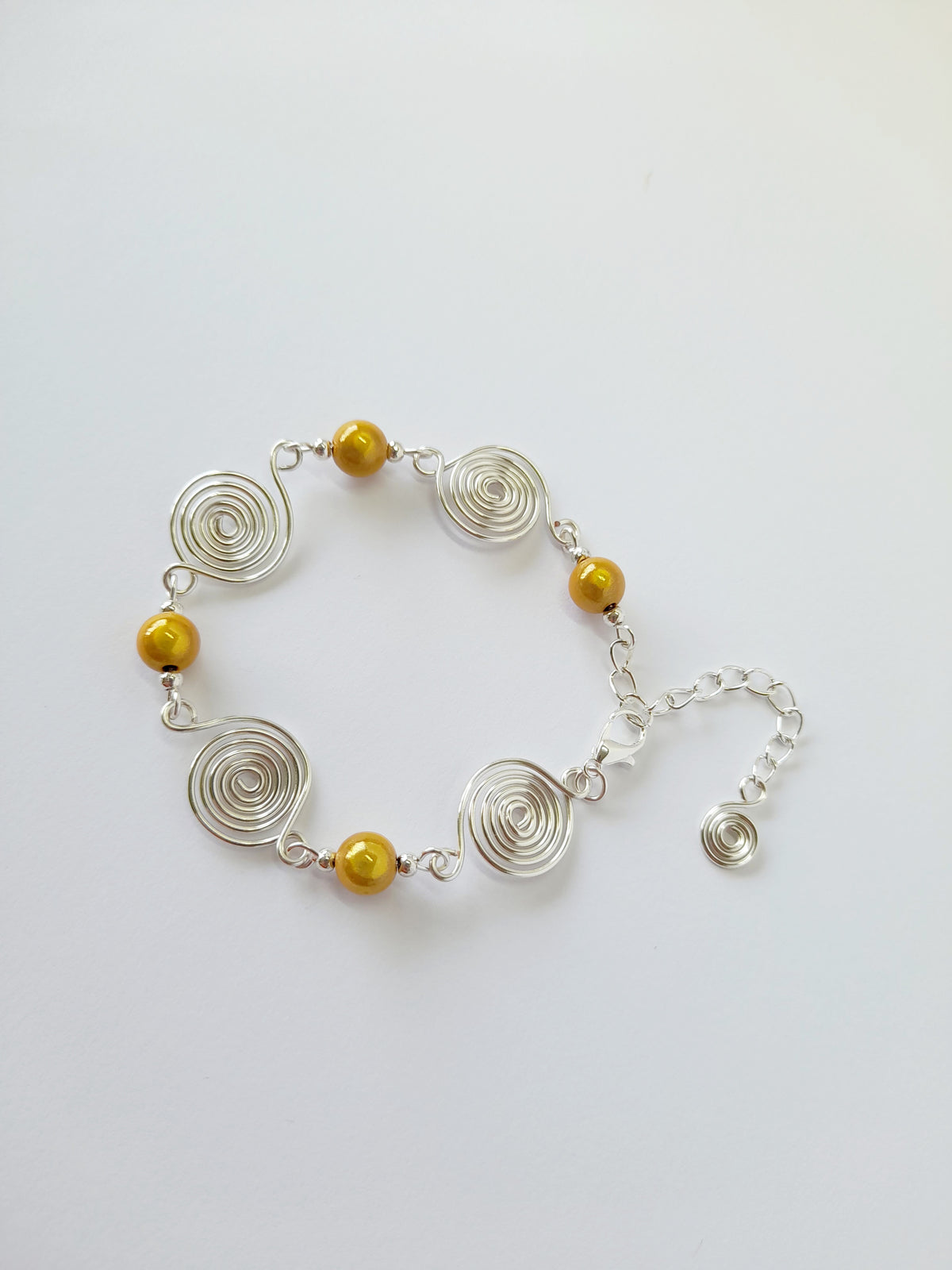 Handcrafted Yellow Miracle Bead & Spiral Bracelet