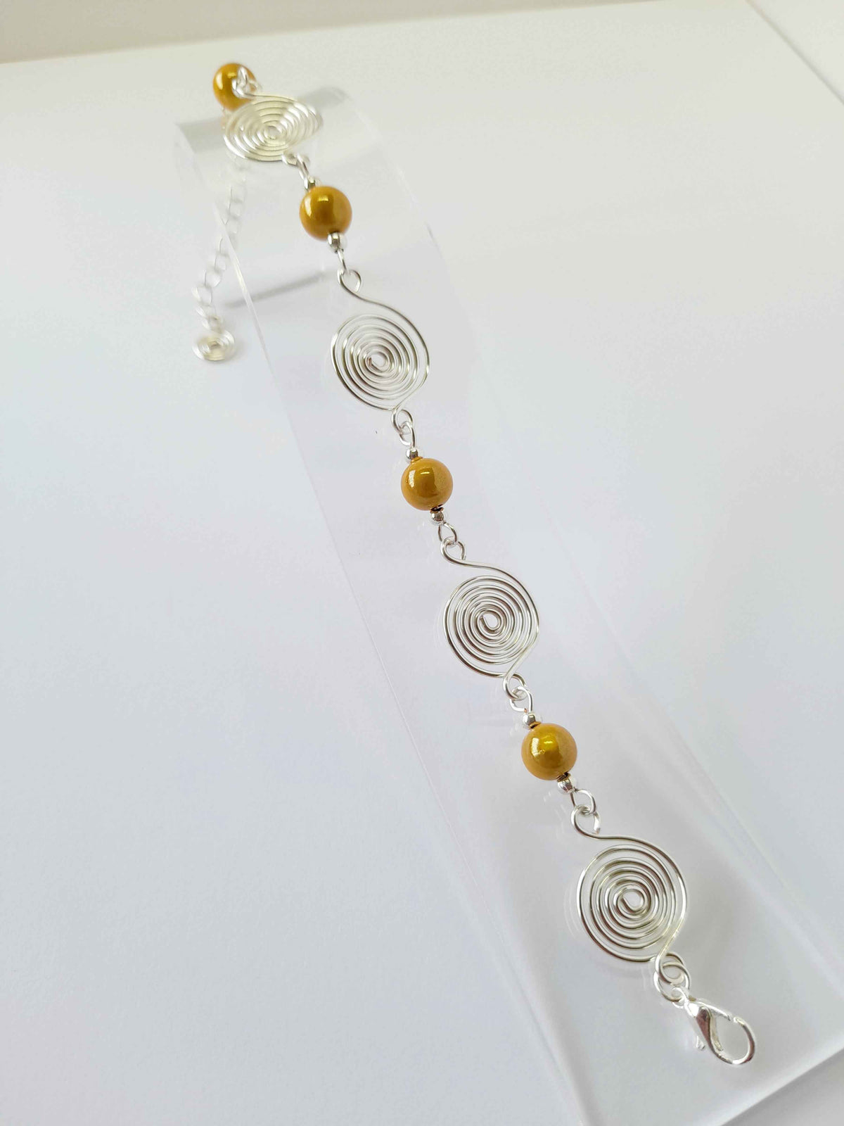 Handcrafted Yellow Miracle Bead & Spiral Bracelet