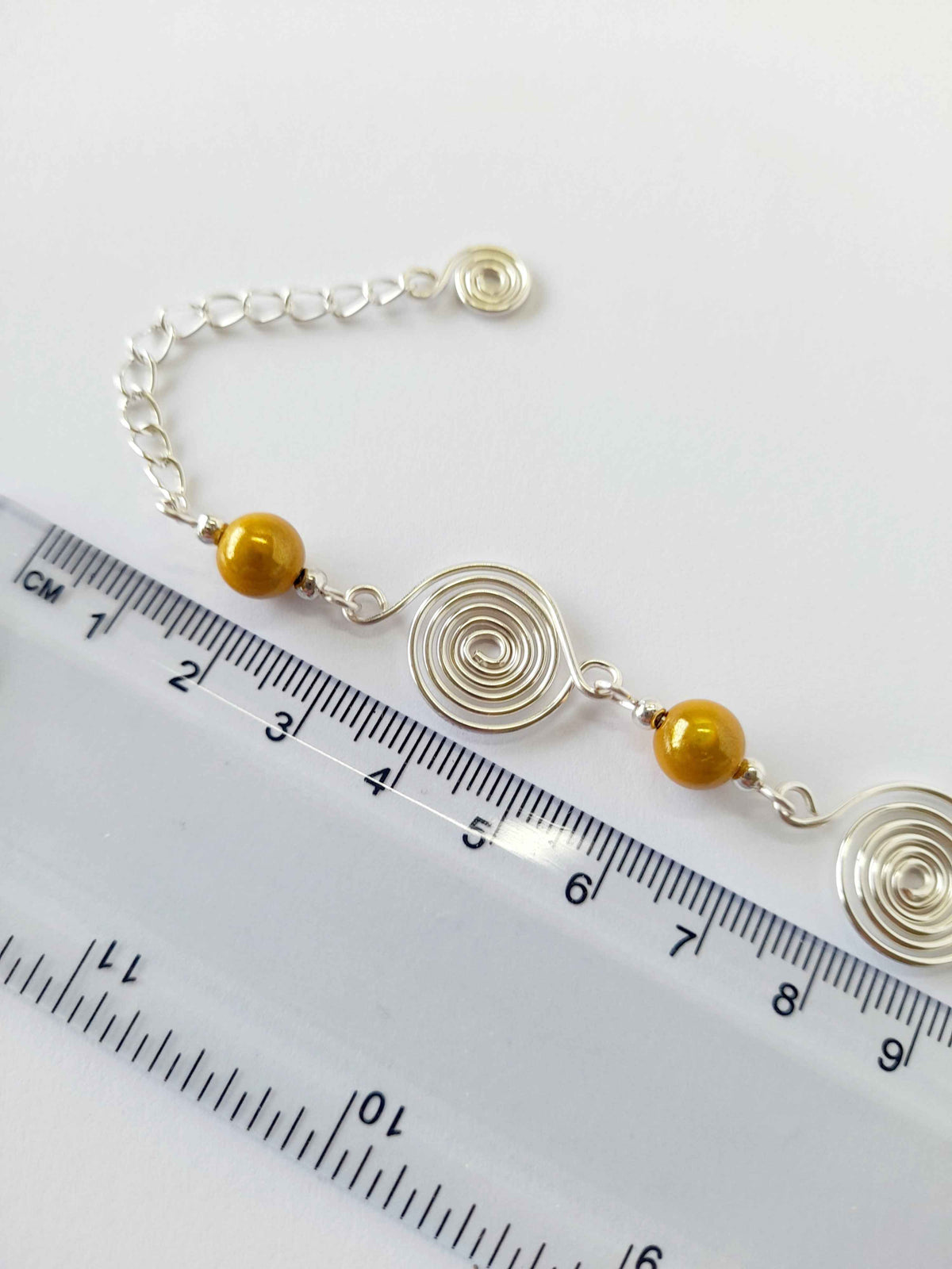 Handcrafted Yellow Miracle Bead & Spiral Bracelet