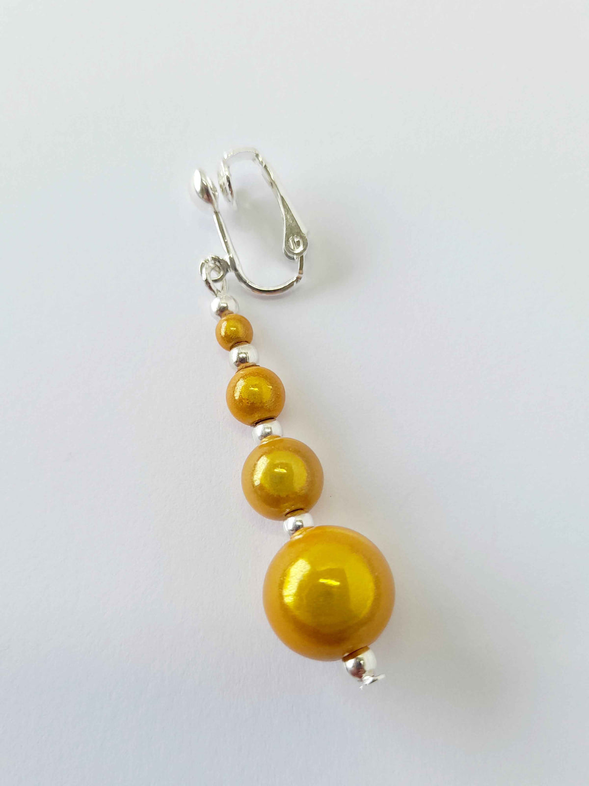 Yellow Miracle Bead Clip-On Drop Earrings
