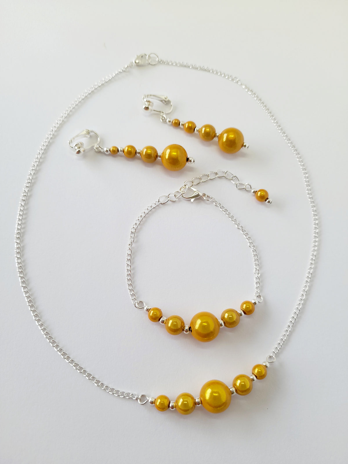 Yellow Miracle Bead Clip-On Drop Earrings