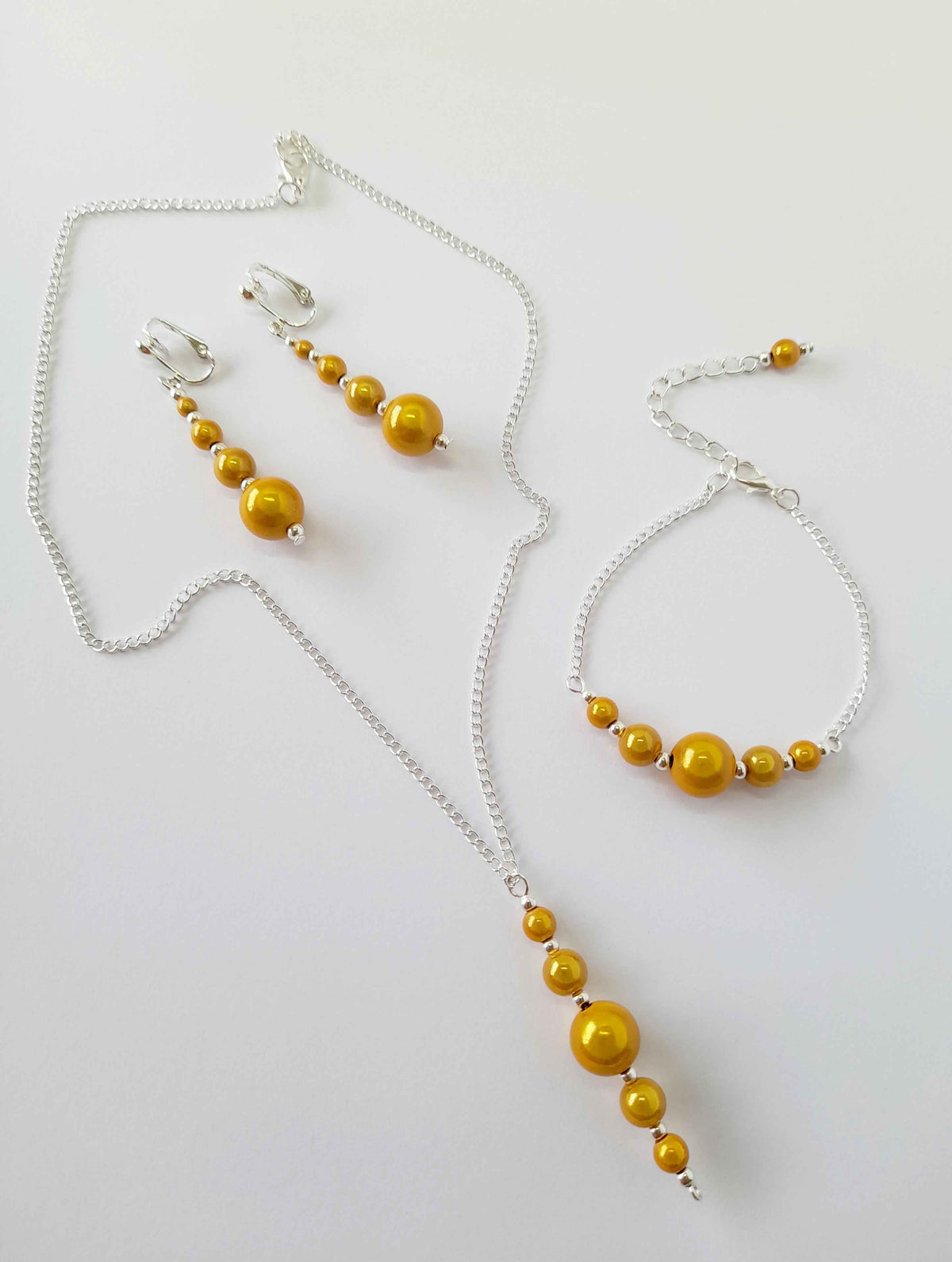 Handcrafted Yellow Miracle Bead Pendant Necklace
