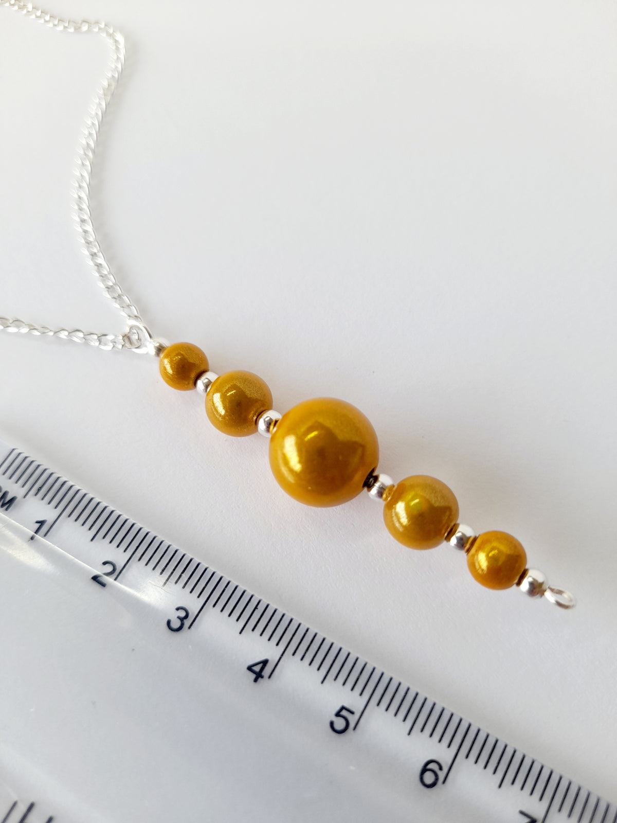 Handcrafted Yellow Miracle Bead Pendant Necklace