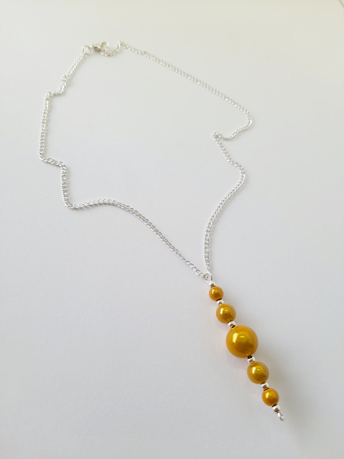 Handcrafted Yellow Miracle Bead Pendant Necklace