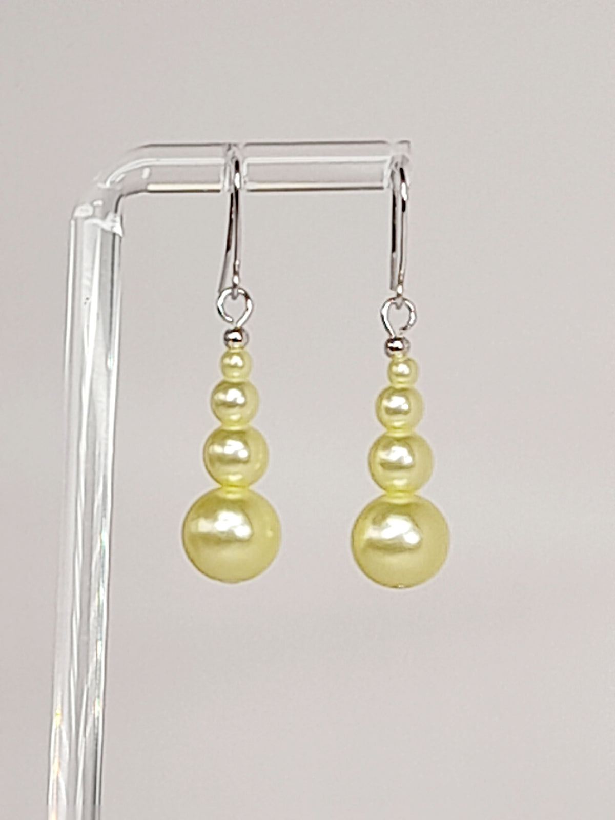 Handmade Pale Yellow Faux Pearl Graduated Drop Earrings