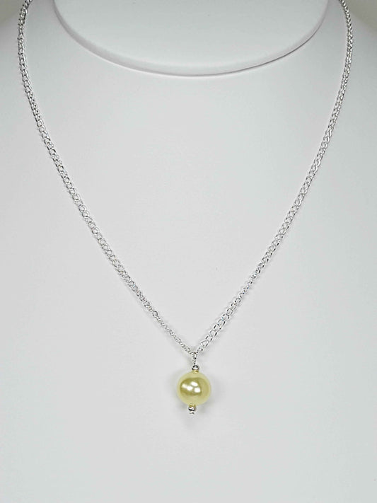 Handmade Pale Yellow Faux Pearl Pendant Necklace