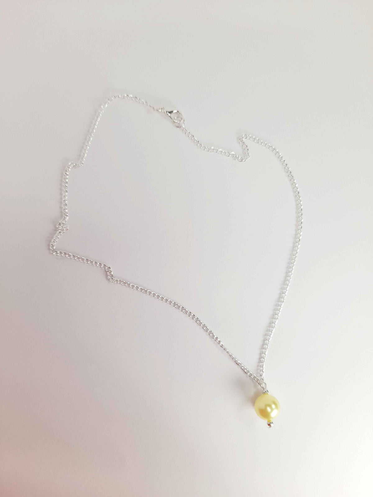 Handmade Pale Yellow Faux Pearl Pendant Necklace