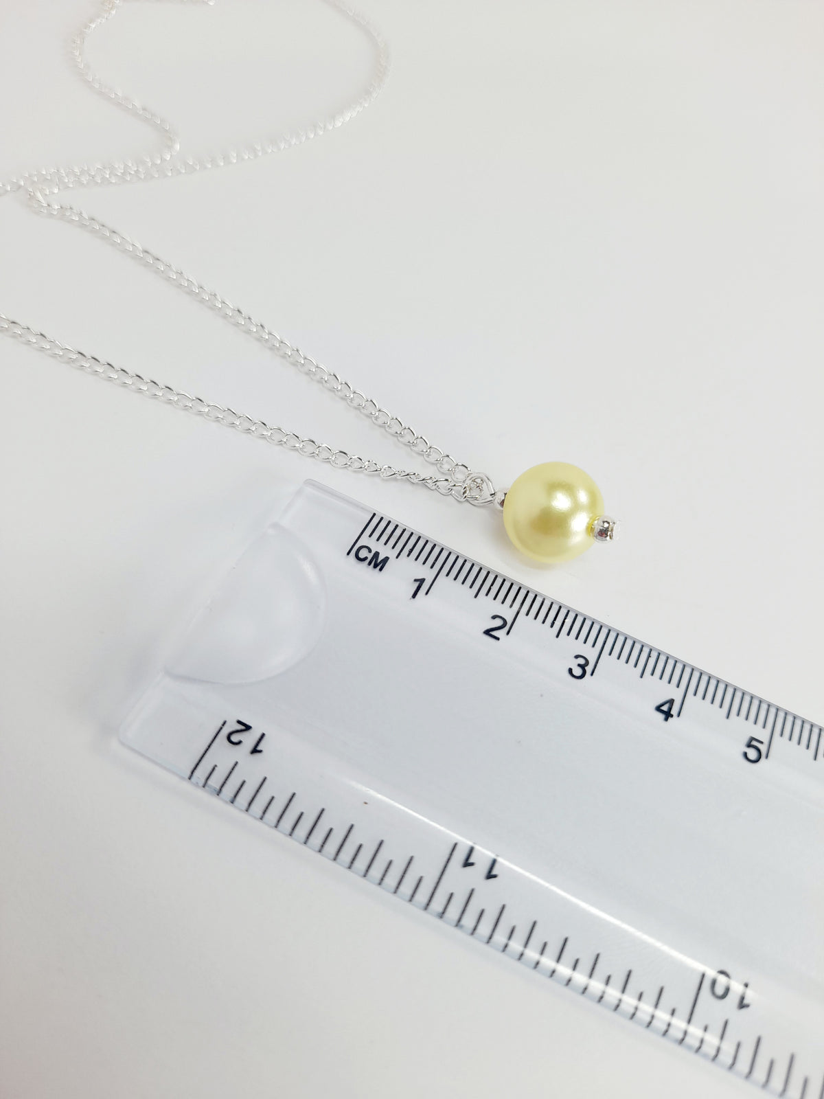 Handmade Pale Yellow Faux Pearl Pendant Necklace