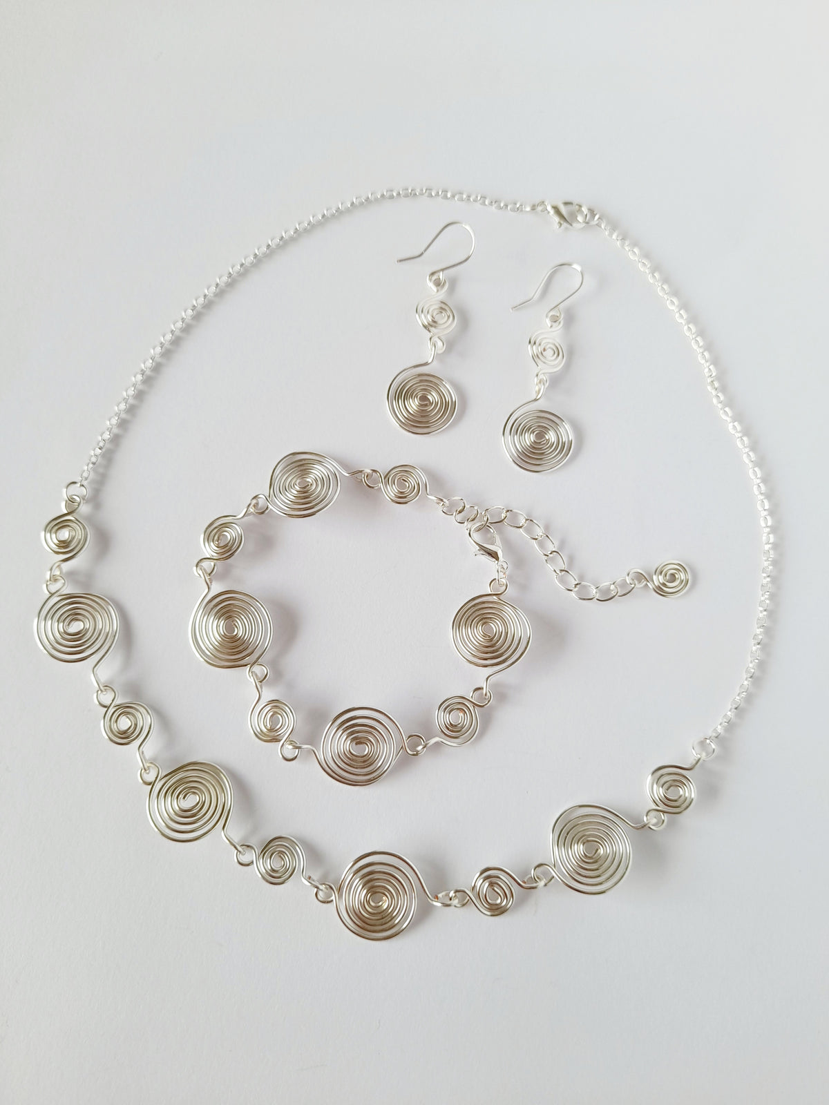 Complete 3-Piece Handcrafted Dual-Size Spiral Jewellery Set