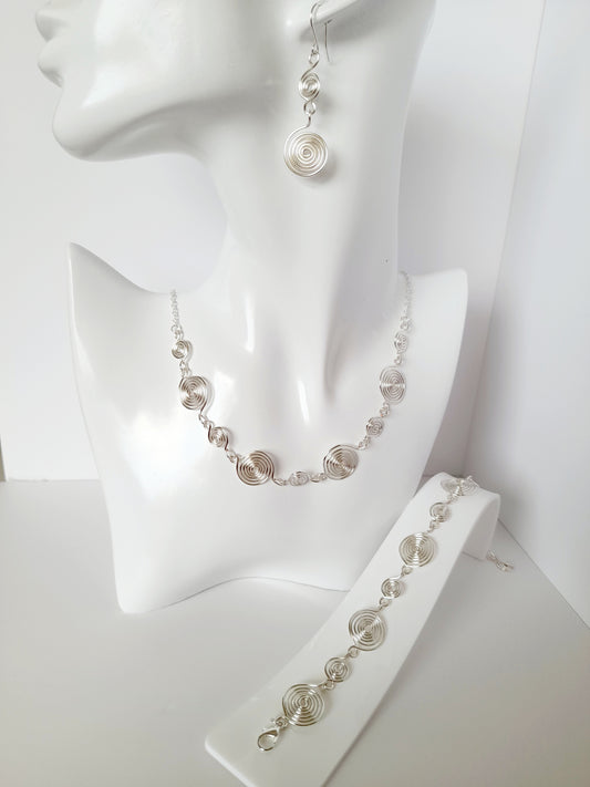 Complete 3-Piece Handcrafted Dual-Size Spiral Jewellery Set