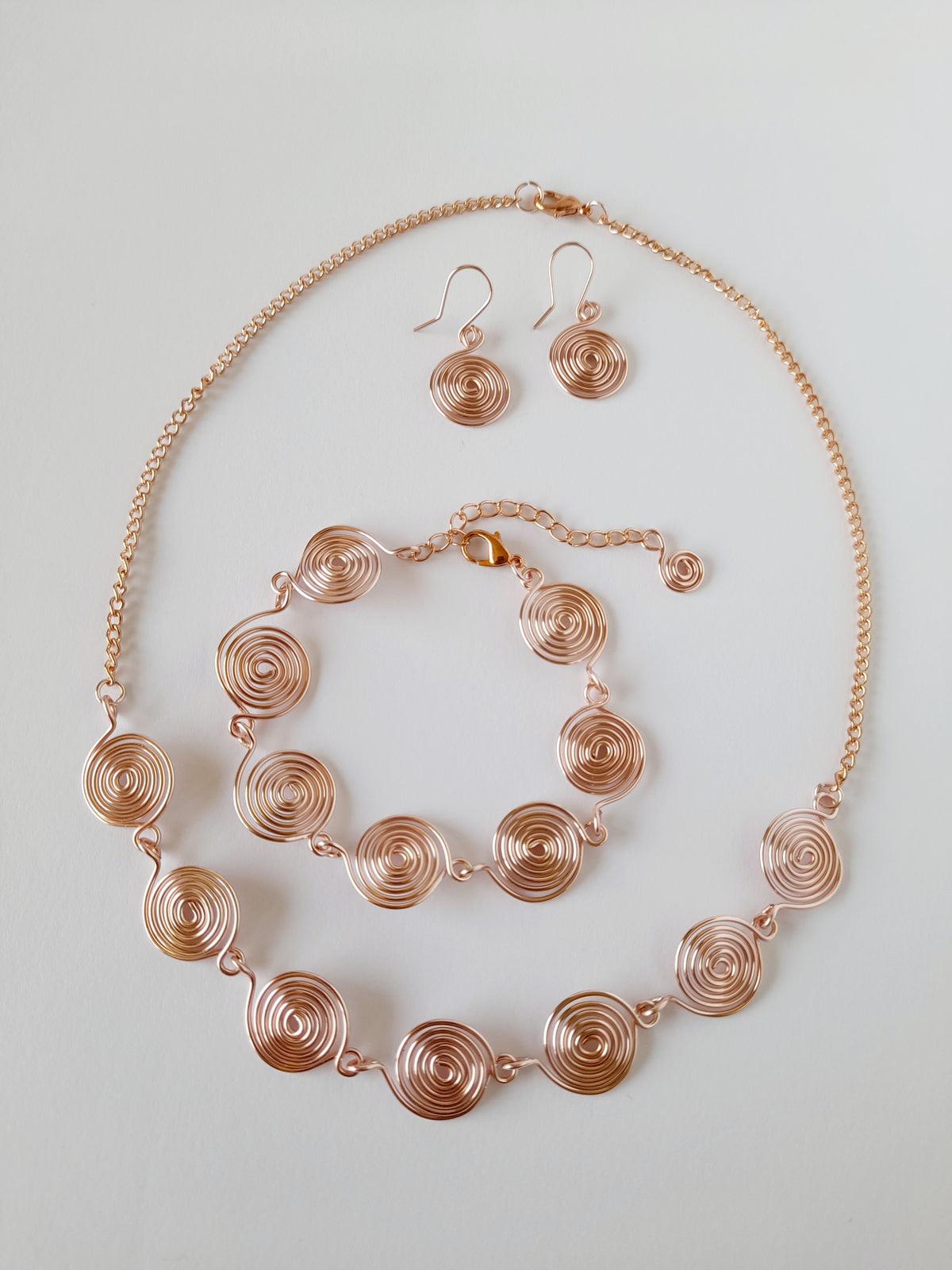 Handcrafted 3-Piece Spiral Jewellery Set (Choice of 4 Wire Finishes)