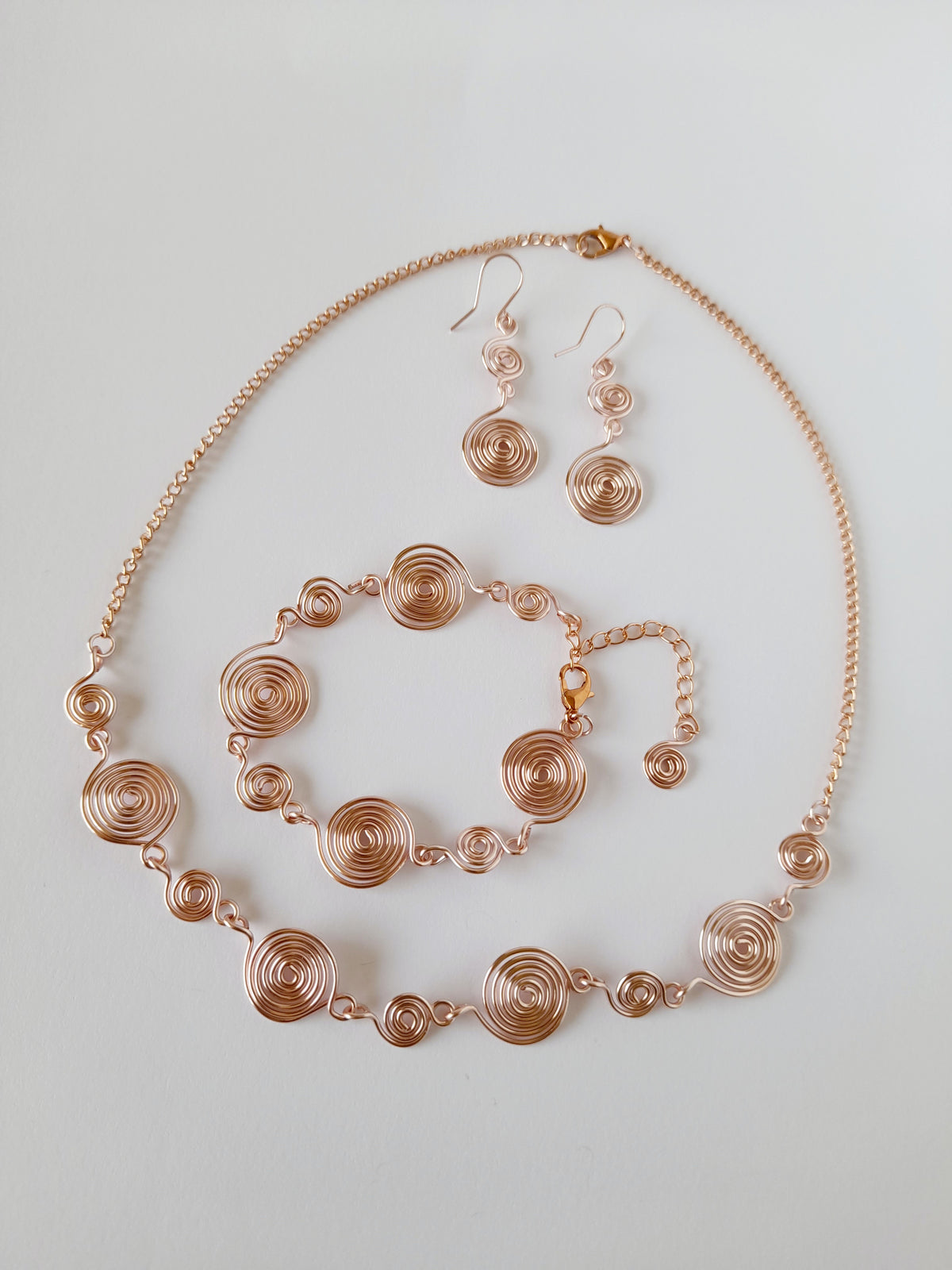 Complete 3-Piece Handcrafted Dual-Size Spiral Jewellery Set