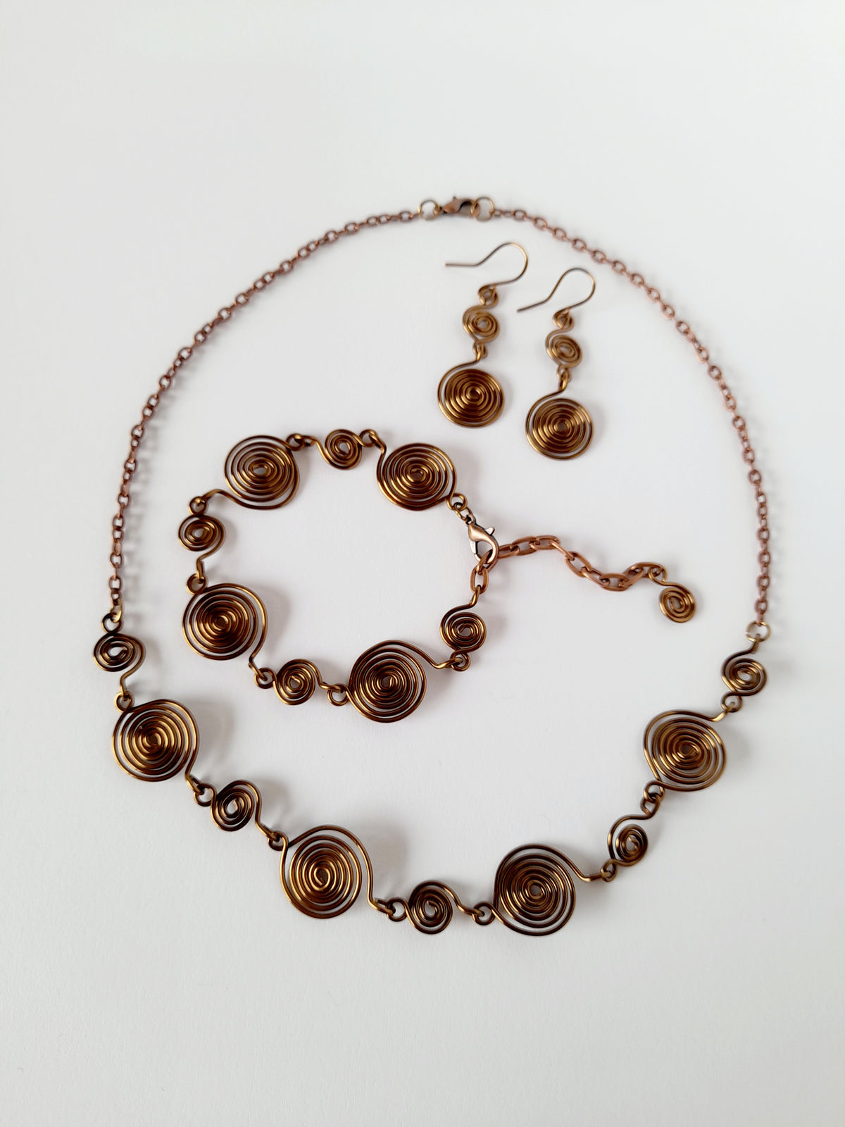 Complete 3-Piece Handcrafted Dual-Size Spiral Jewellery Set