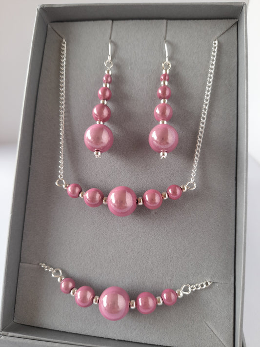 Pale Pink Jewellery Set – Handmade Miracle Bead Necklace, Bracelet & Earrings Set | Gift Boxed | Free UK Delivery