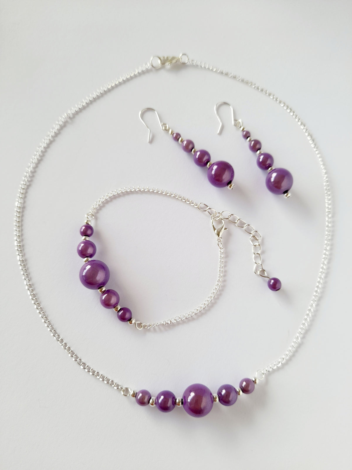 Lilac Jewellery Set – Handmade Miracle Bead Necklace, Bracelet & Earrings Set | Gift Boxed | Free UK Delivery