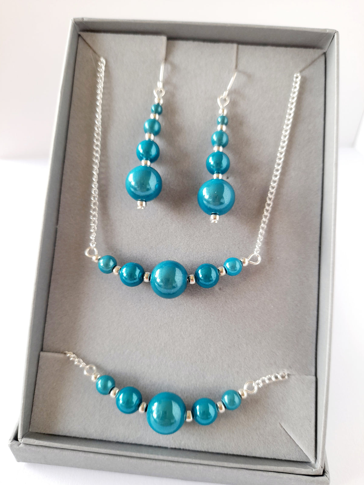 Turquoise Jewellery Set – Handmade Miracle Bead Necklace, Bracelet & Earrings Set | Gift Boxed | Free UK Delivery