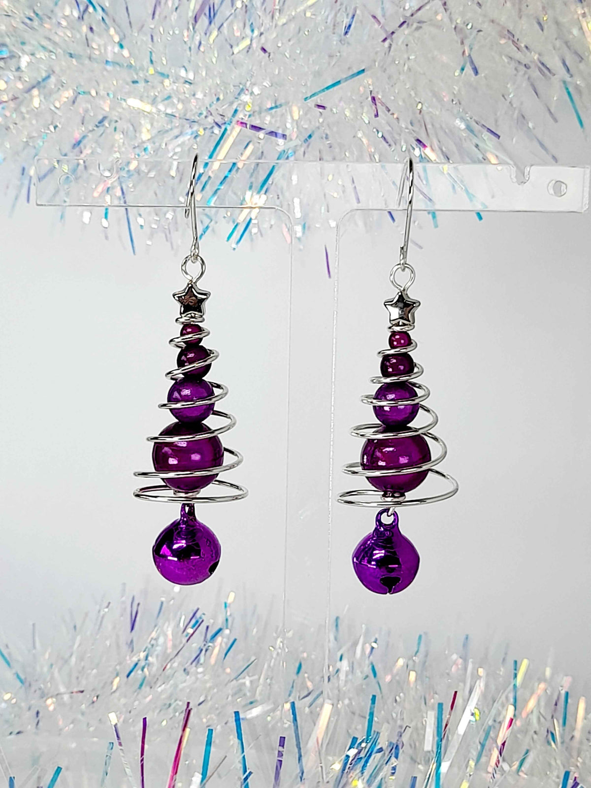 Purple Miracle Bead Christmas Tree Jewellery Set with Purple Jingle Bell