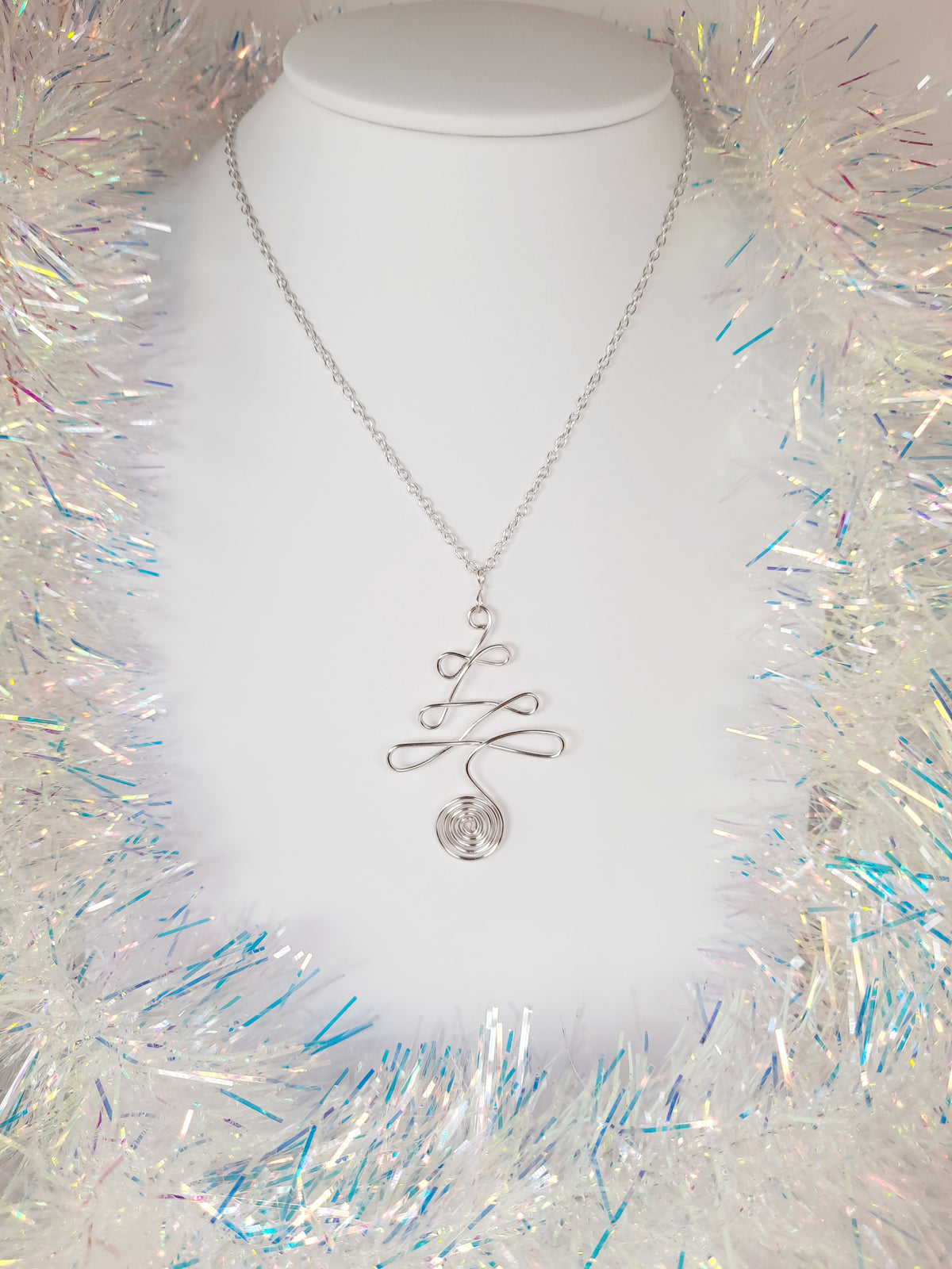 Silver Wire Wrapped Christmas Tree Earrings - Just My Jewellery Shop
