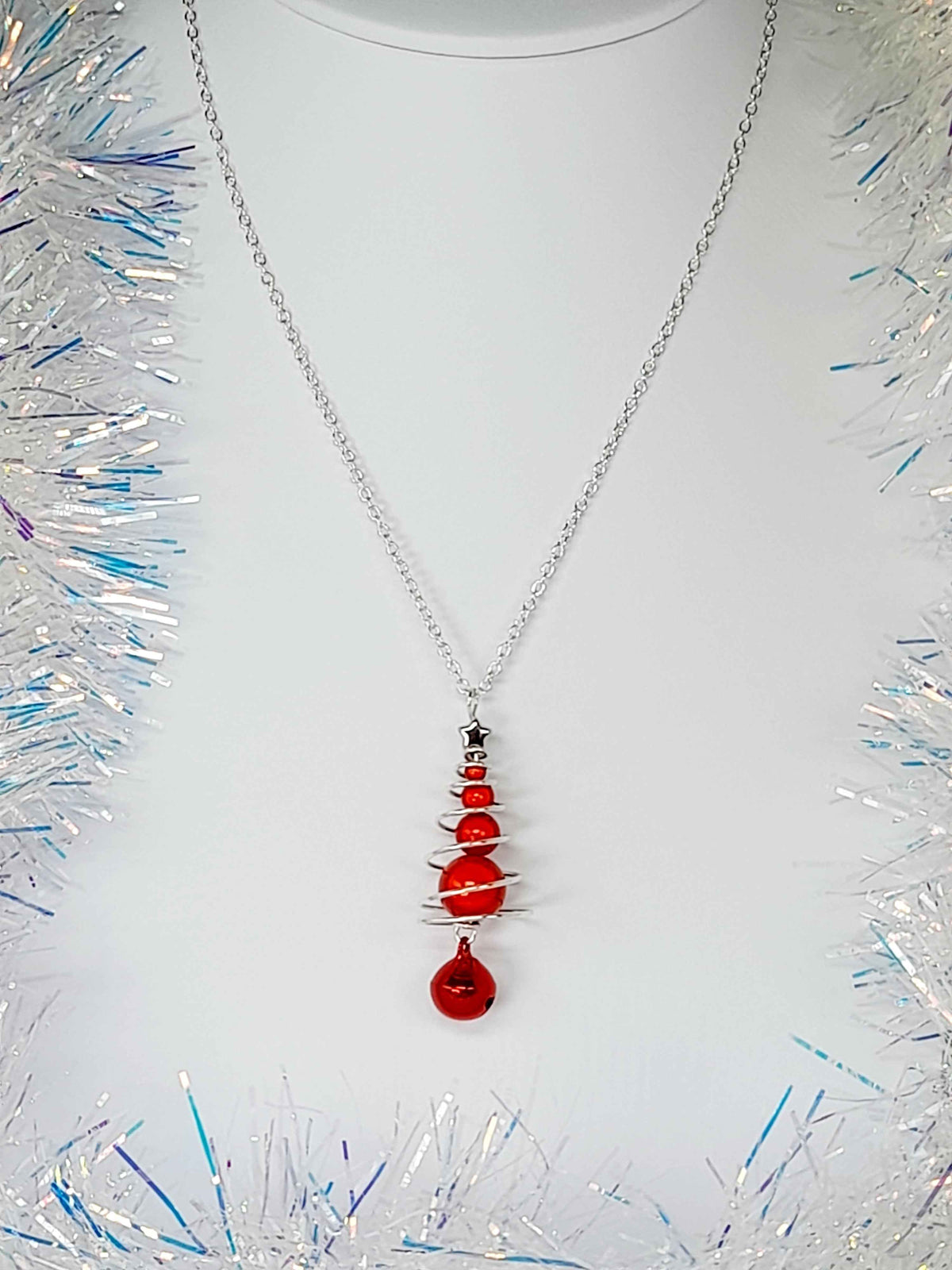 Red Miracle Bead Christmas Tree Jewellery Set with Red Jingle Bell