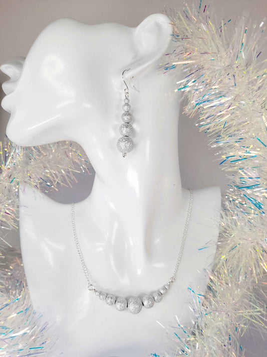 Christmas Silver Sparkly Graduated Bead Jewellery Set