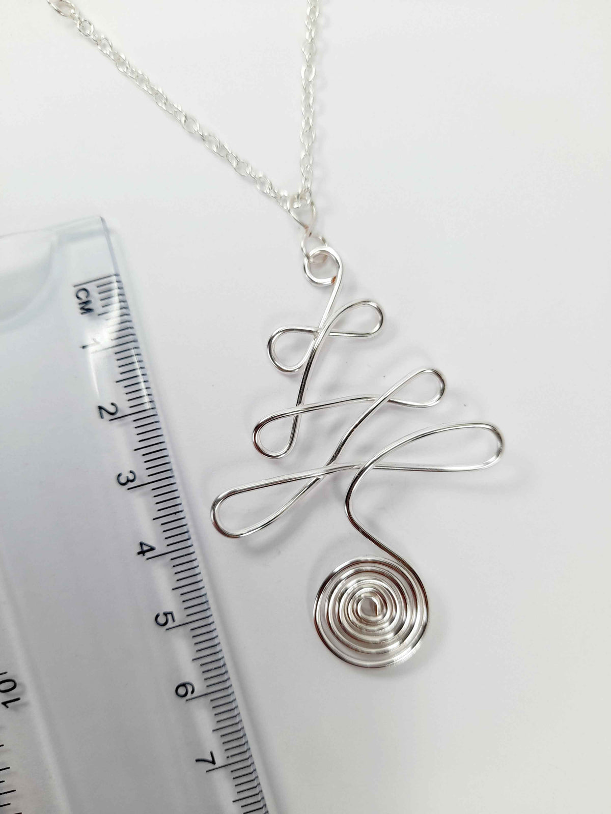 Silver Wire Wrapped Christmas Tree Necklace