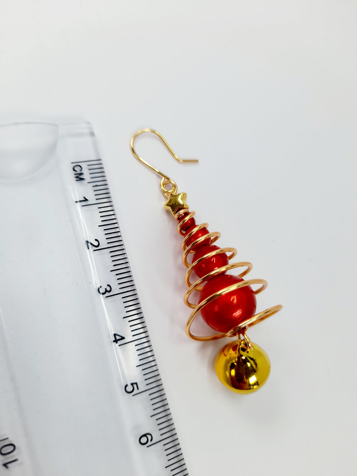 Red Miracle Bead Christmas Tree Jewellery Set with Gold Star & Gold Jingle Bell - Just My Jewellery Shop