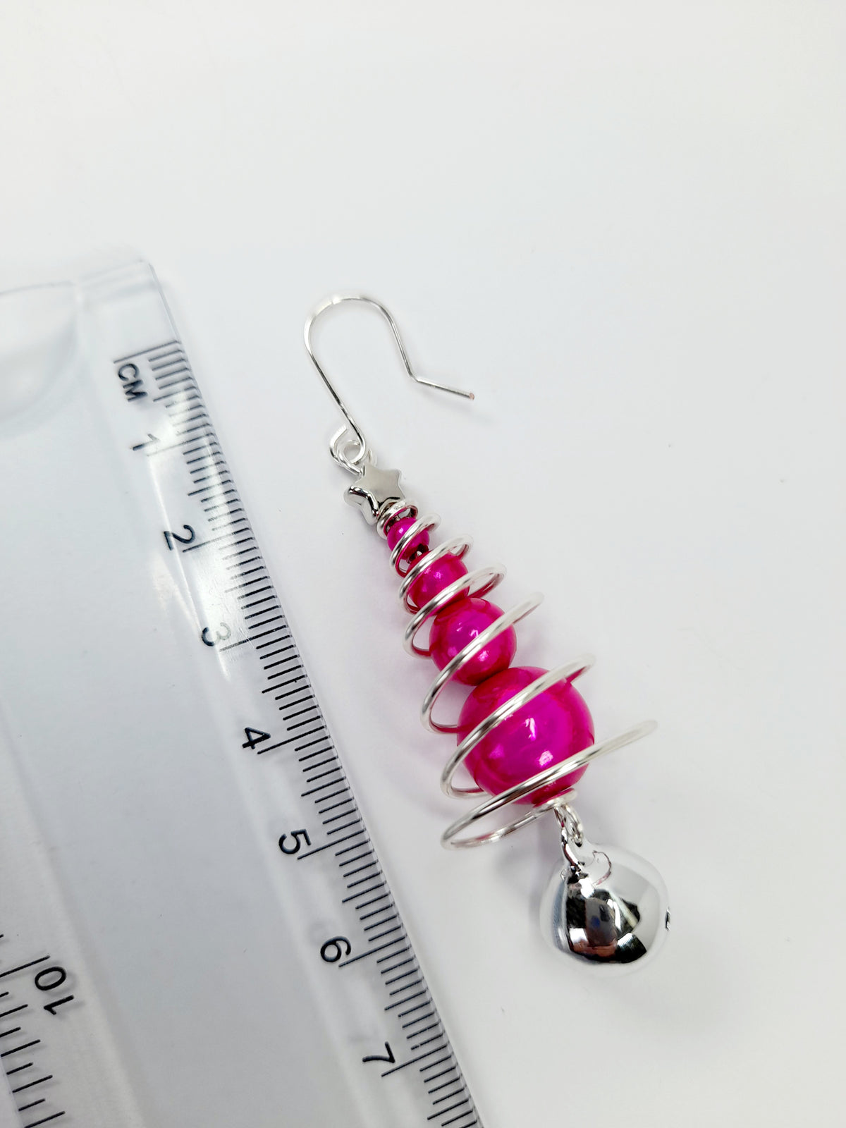 Hot Pink Miracle Bead Christmas Tree Jewellery Set with Silver Jingle Bell - Just My Jewellery Shop