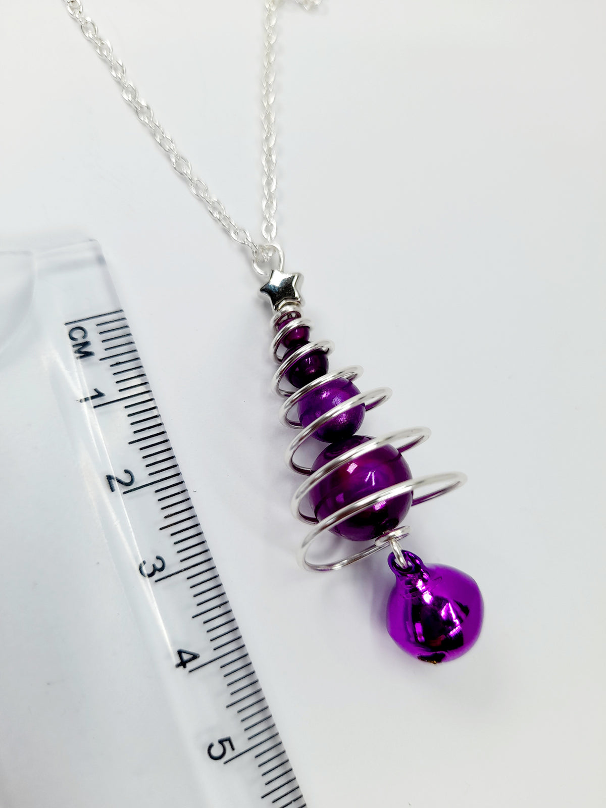 Purple Miracle Bead Christmas Tree Jewellery Set with Purple Jingle Bell - Just My Jewellery Shop